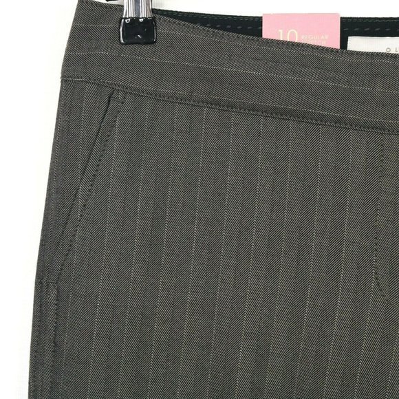 Old Navy Trouser Pants Wide Leg Grey Pinstripe Mid Rise Stretch 10 x 33‎ - Picture 6 of 12